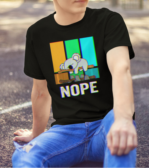Nope Koala Sleeping On Branch With Colorful Stripes T-Shirt