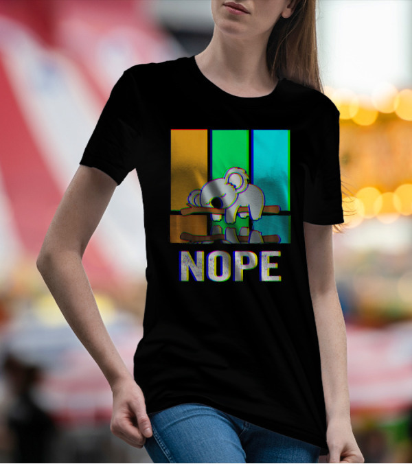 Nope Koala Sleeping On Branch With Colorful Stripes T-Shirt