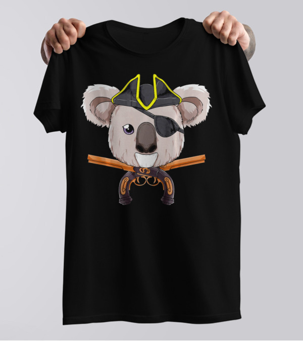 Pirate Koala Bear Jolly Roger With Crossed Pistols Funny Hall T-Shirt