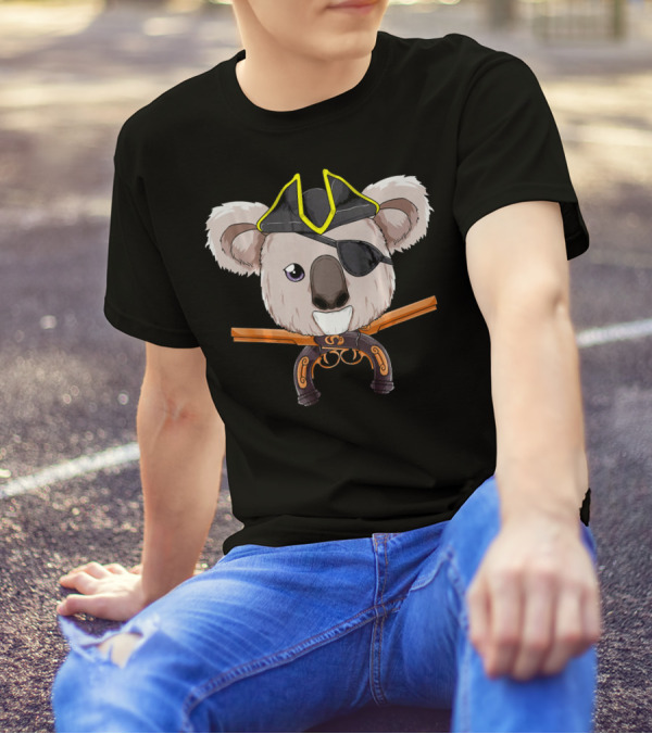 Pirate Koala Bear Jolly Roger With Crossed Pistols Funny Hall T-Shirt