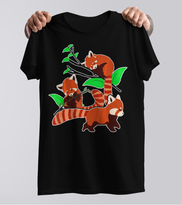 Red Panda Red Panda Love Trio In Tree T-Shirt
