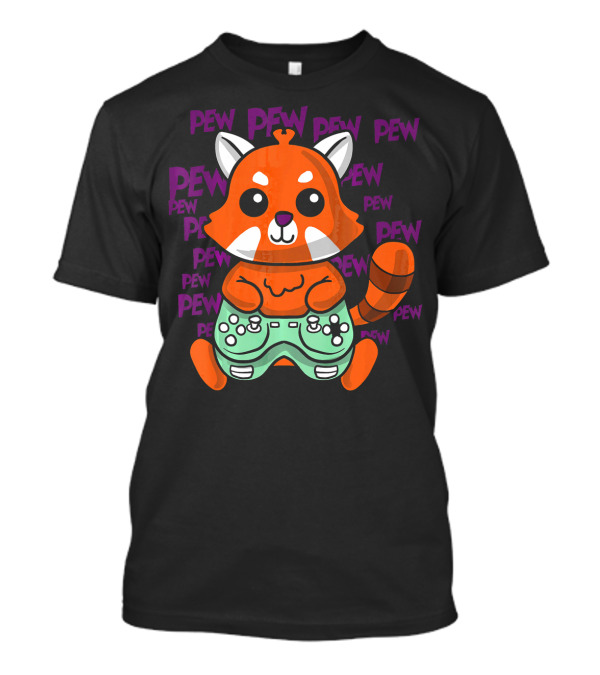 Red Panda Cute Cat Bear Gaming Controller Pew T-Shirt