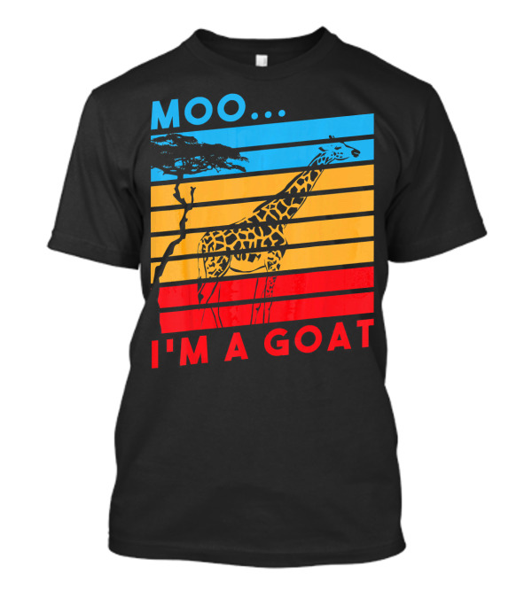 Moo I'm A Goat Funny Giraffe Farm Retro Stripe T-Shirt