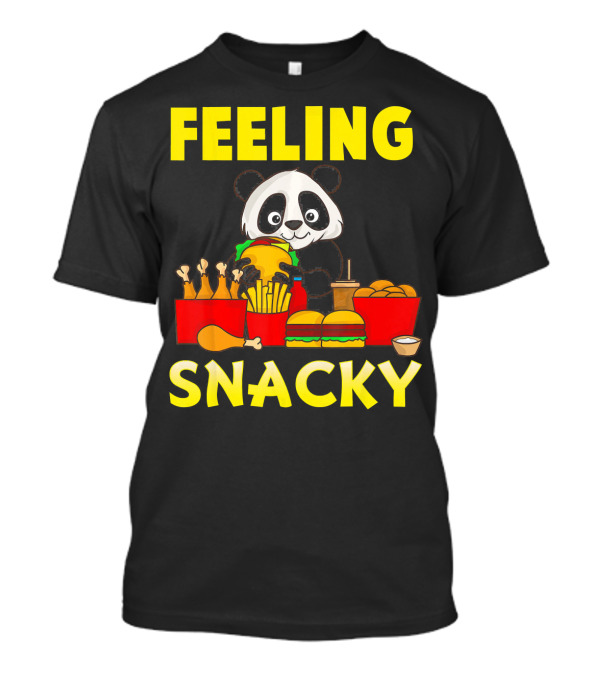 Feeling Snacky Panda Bear Snacks With Burgers And Fries T-Shirt