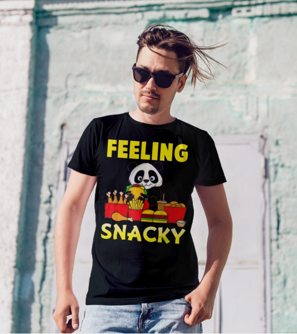 Feeling Snacky Panda Bear Snacks With Burgers And Fries T-Shirt
