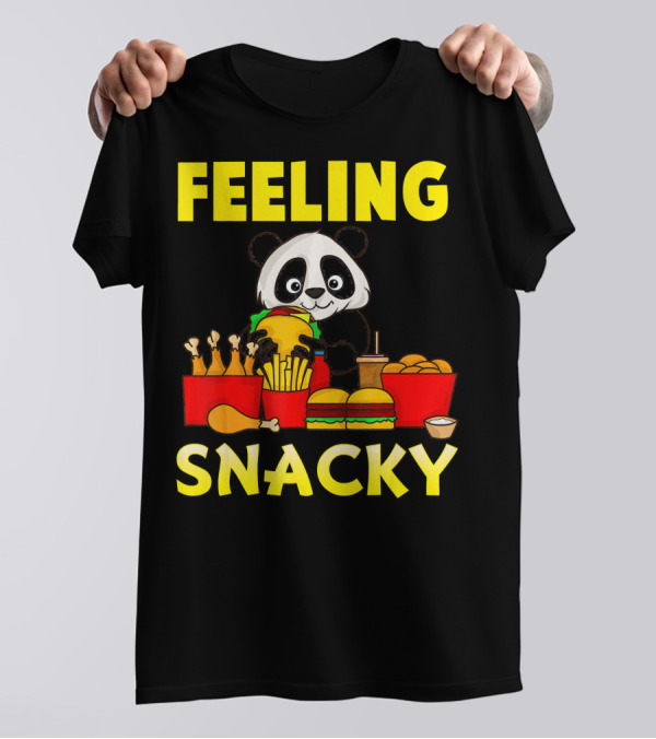 Feeling Snacky Panda Bear Snacks With Burgers And Fries T-Shirt