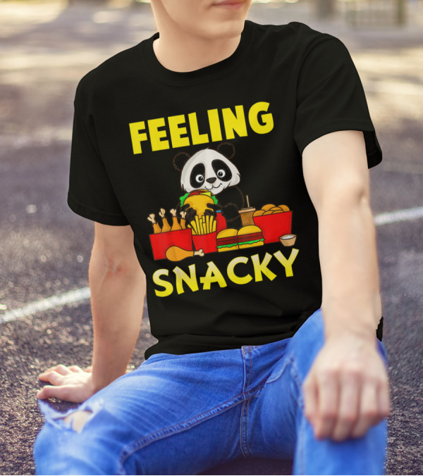 Feeling Snacky Panda Bear Snacks With Burgers And Fries T-Shirt