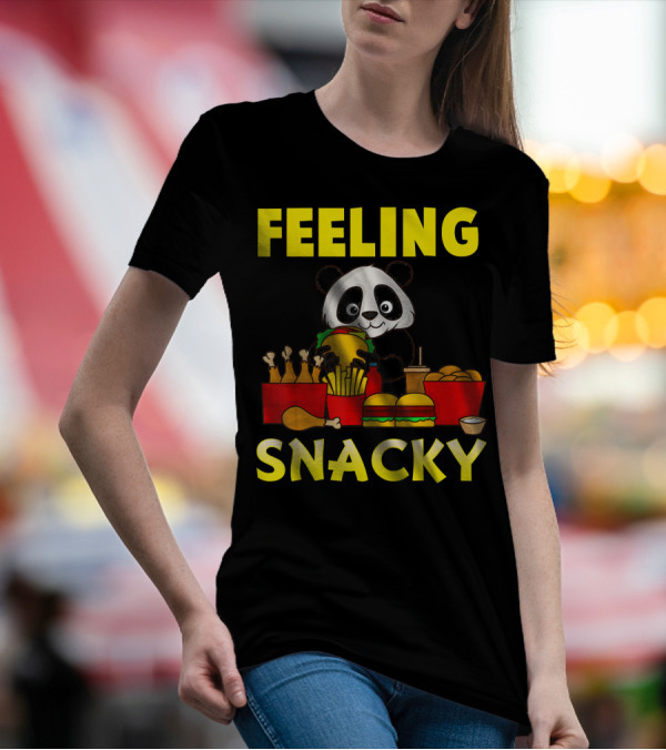 Feeling Snacky Panda Bear Snacks With Burgers And Fries T-Shirt