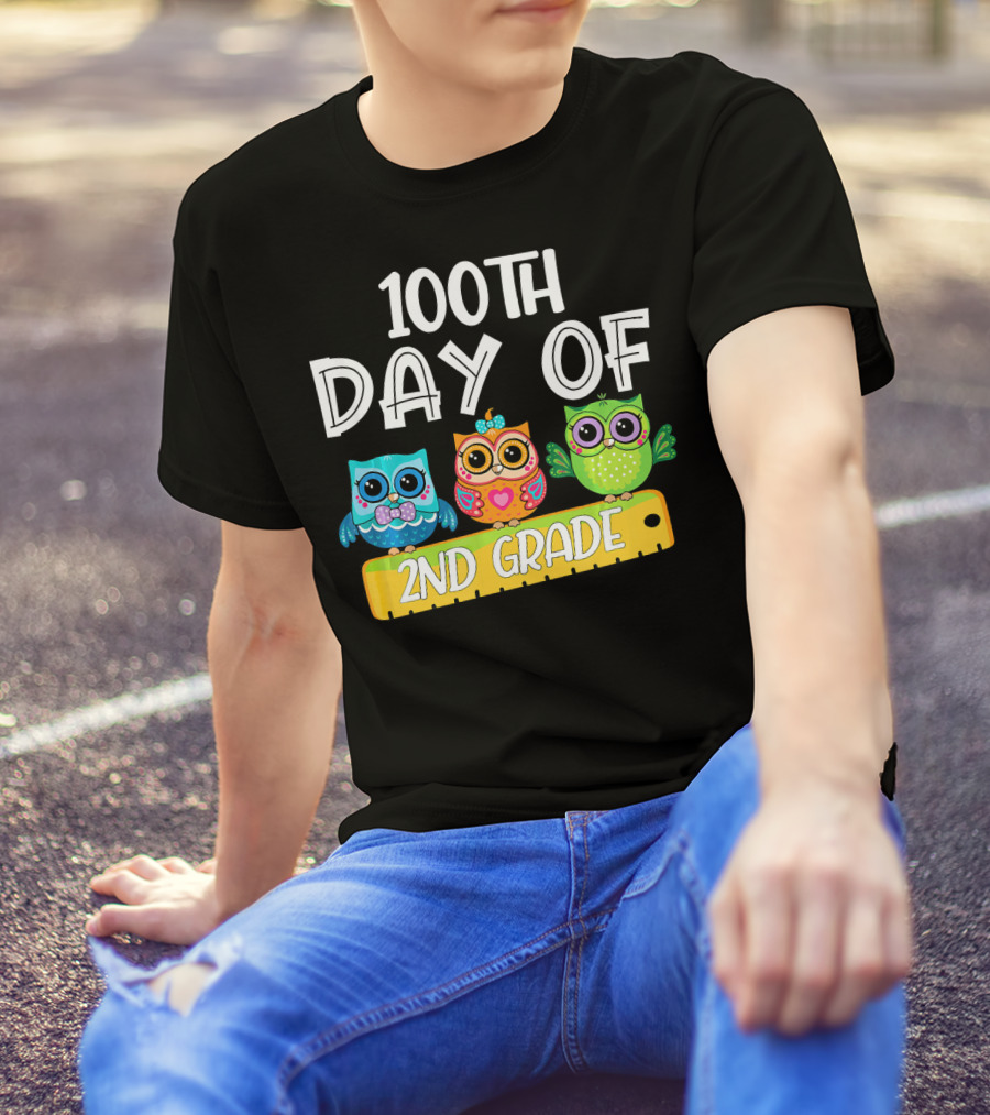 100th Day Of School Owl 2nd Grade T-Shirt
