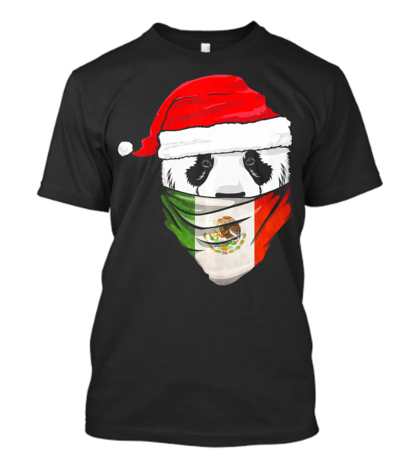 Panda Santa Hat Mexico Flag Bandanna T-Shirt