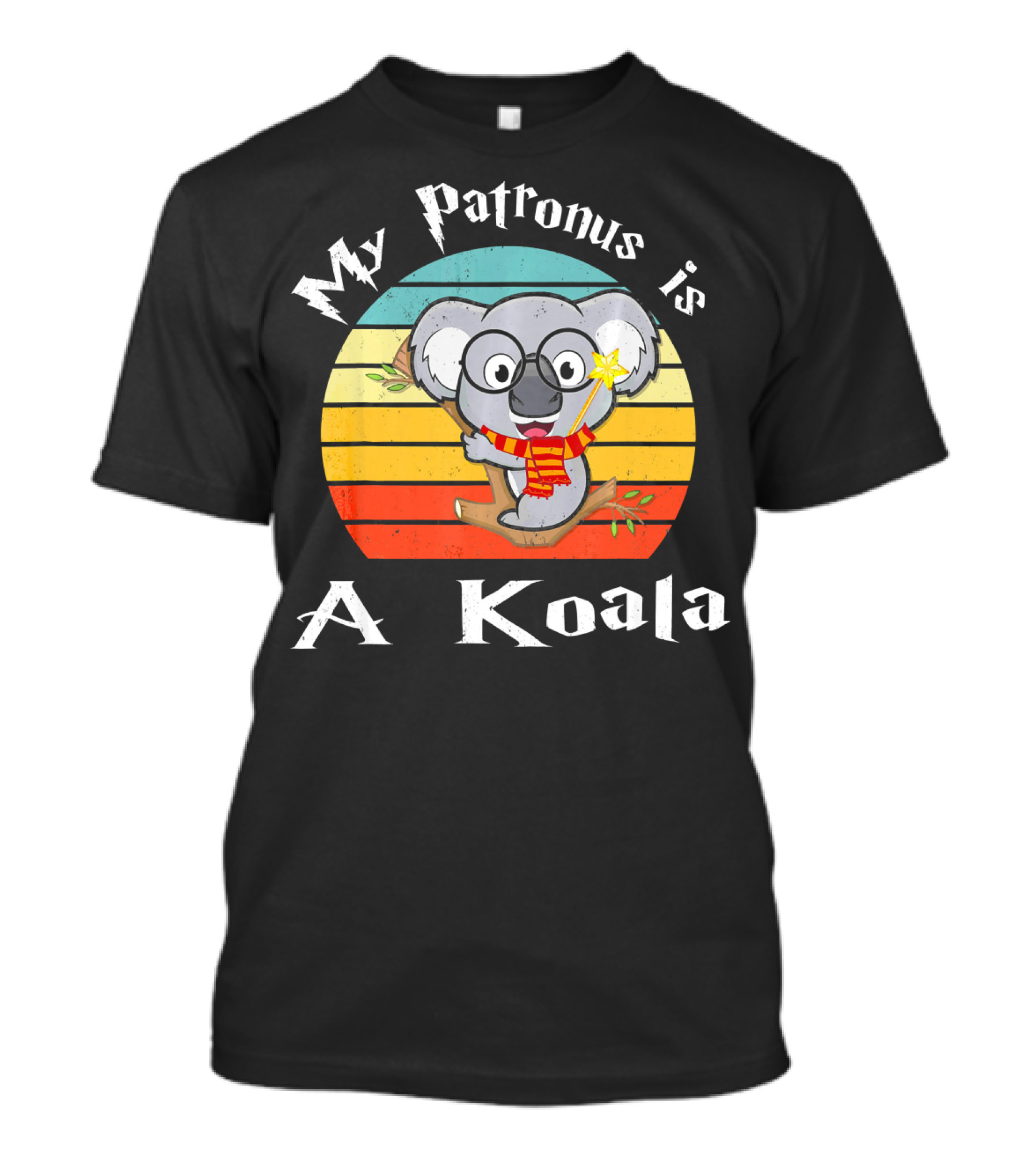 My Patronus Is A Koala With Glasses And Scarf In Retro Stripes T-Shirt