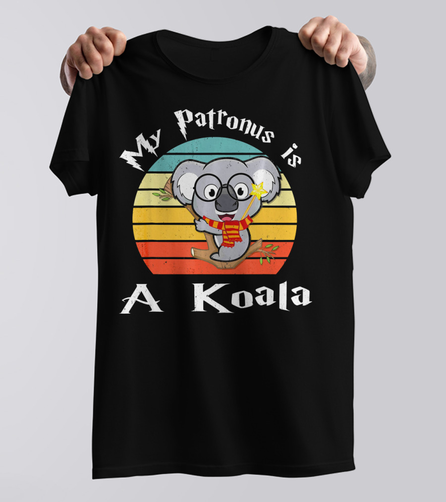 My Patronus Is A Koala With Glasses And Scarf In Retro Stripes T-Shirt