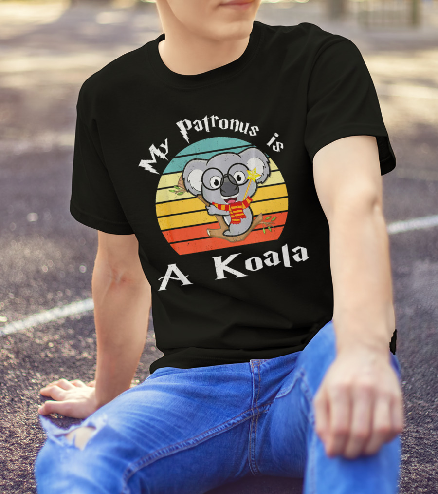 My Patronus Is A Koala With Glasses And Scarf In Retro Stripes T-Shirt
