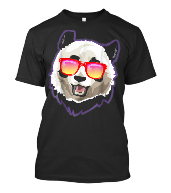 Cute Panda Bear With Colorful Sunglasses T-Shirt