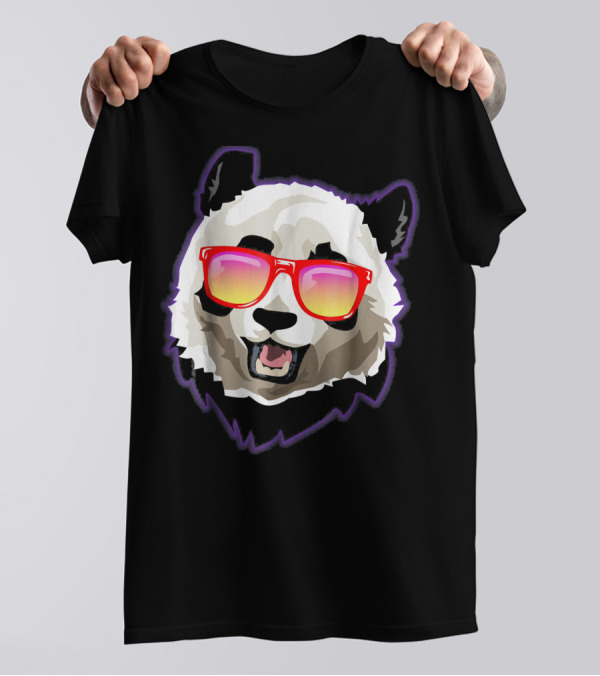 Cute Panda Bear With Colorful Sunglasses T-Shirt
