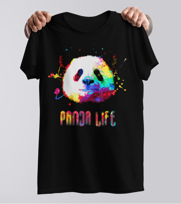 Panda Life Rainbow Watercolor Bright T-Shirt