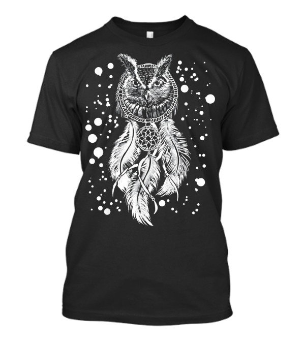 Owl Dream Catcher Cool Nocturnal Birds Feathers Night Symbols T-Shirt
