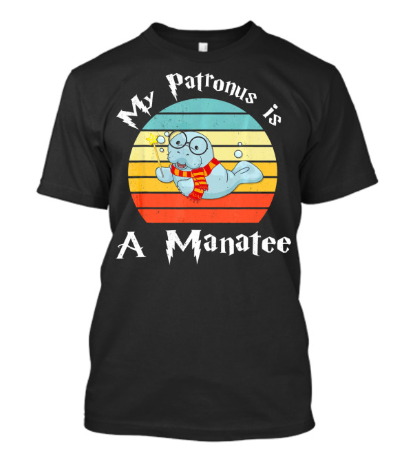 My Patronus Is A Manatee Wizard Scarf Retro T-Shirt