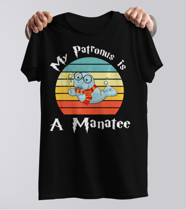 My Patronus Is A Manatee Wizard Scarf Retro T-Shirt