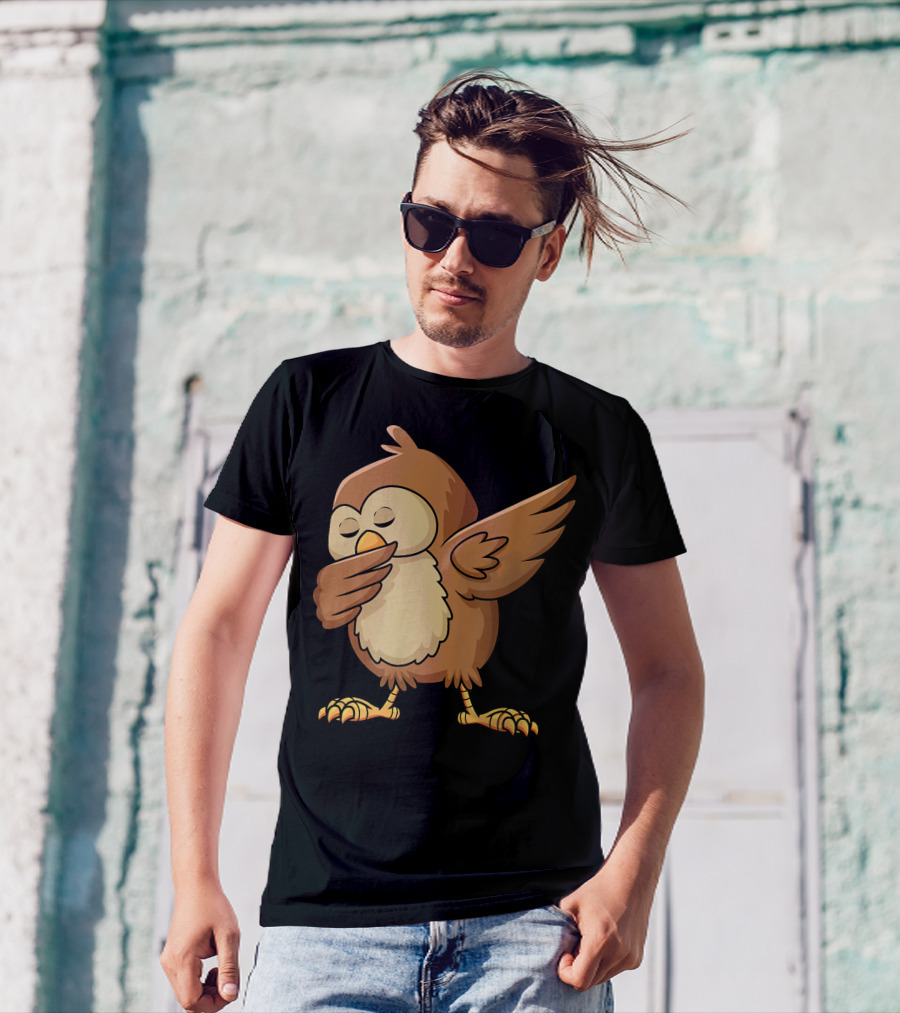 OWL Dabbing Birthday Celebration With Cute Cartoon Bird Dance T-Shirt