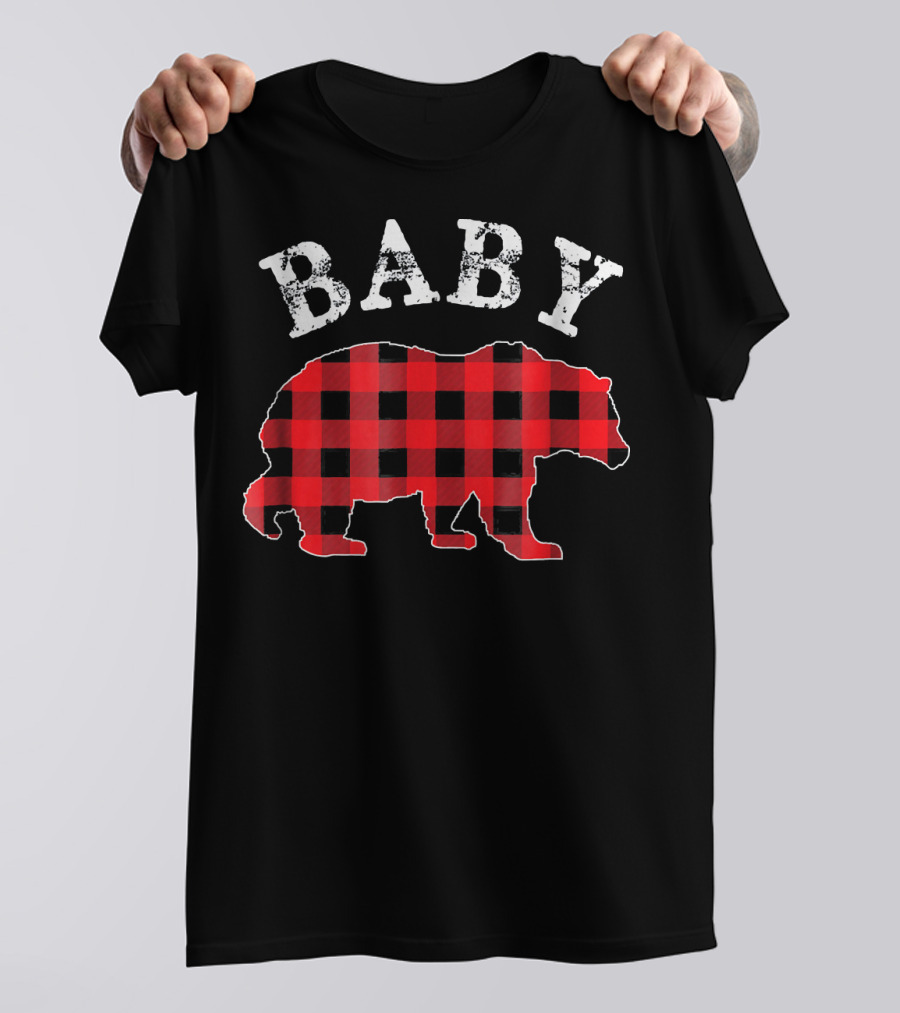 Baby Bear Red Plaid Buffalo Matching Fam T-Shirt