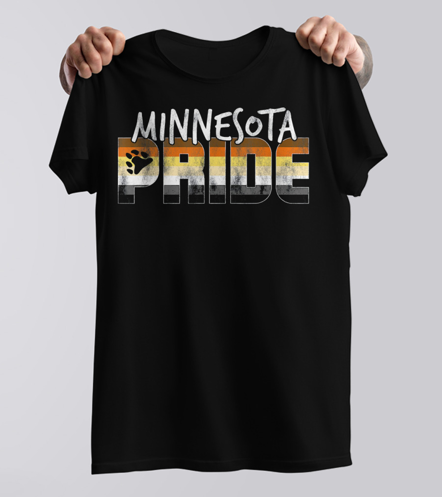 Minnesota Pride Bear Flag Paw Prints T-Shirt