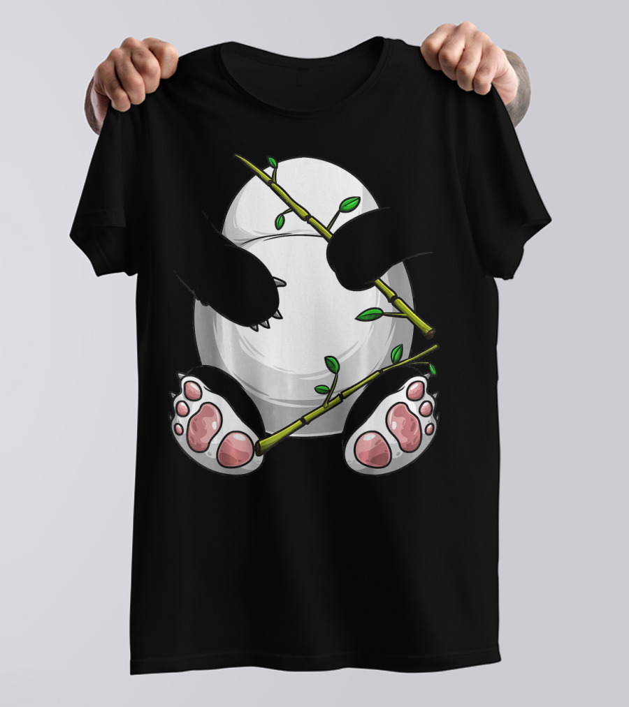 Panda Halloween Costume Cute Bear With Bamboo Twig T-Shirt