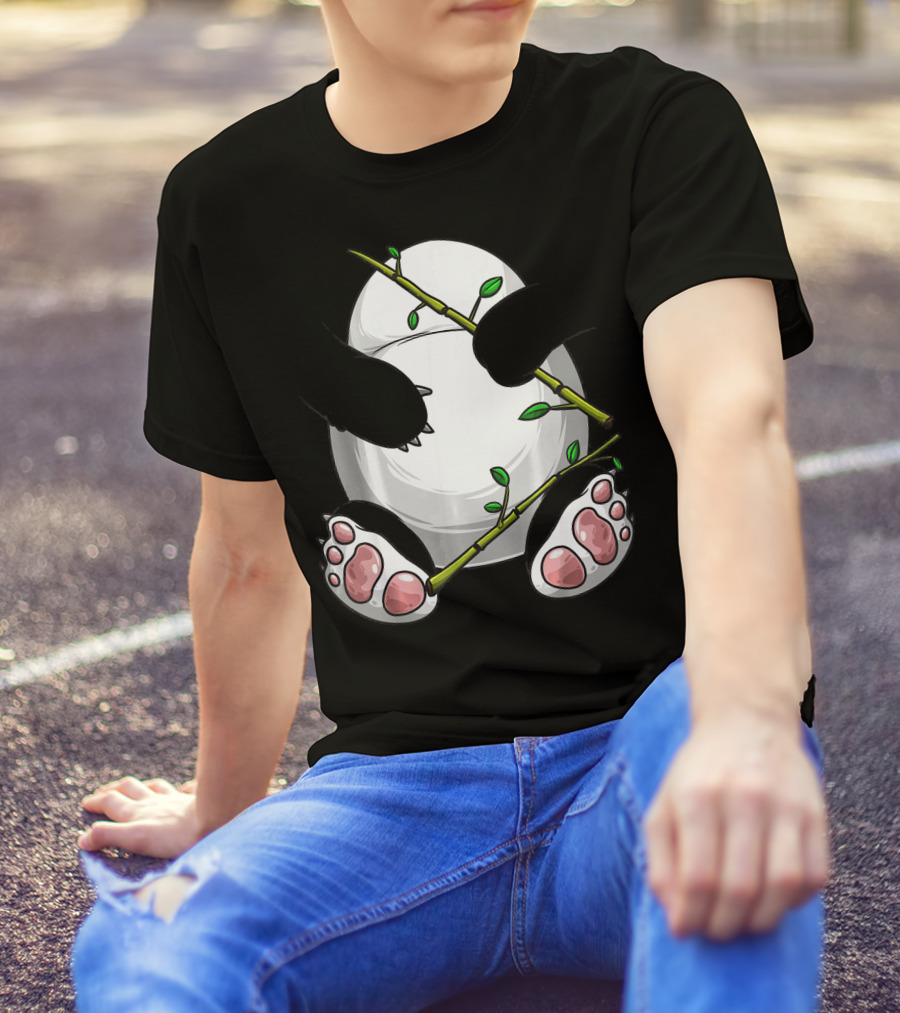 Panda Halloween Costume Cute Bear With Bamboo Twig T-Shirt