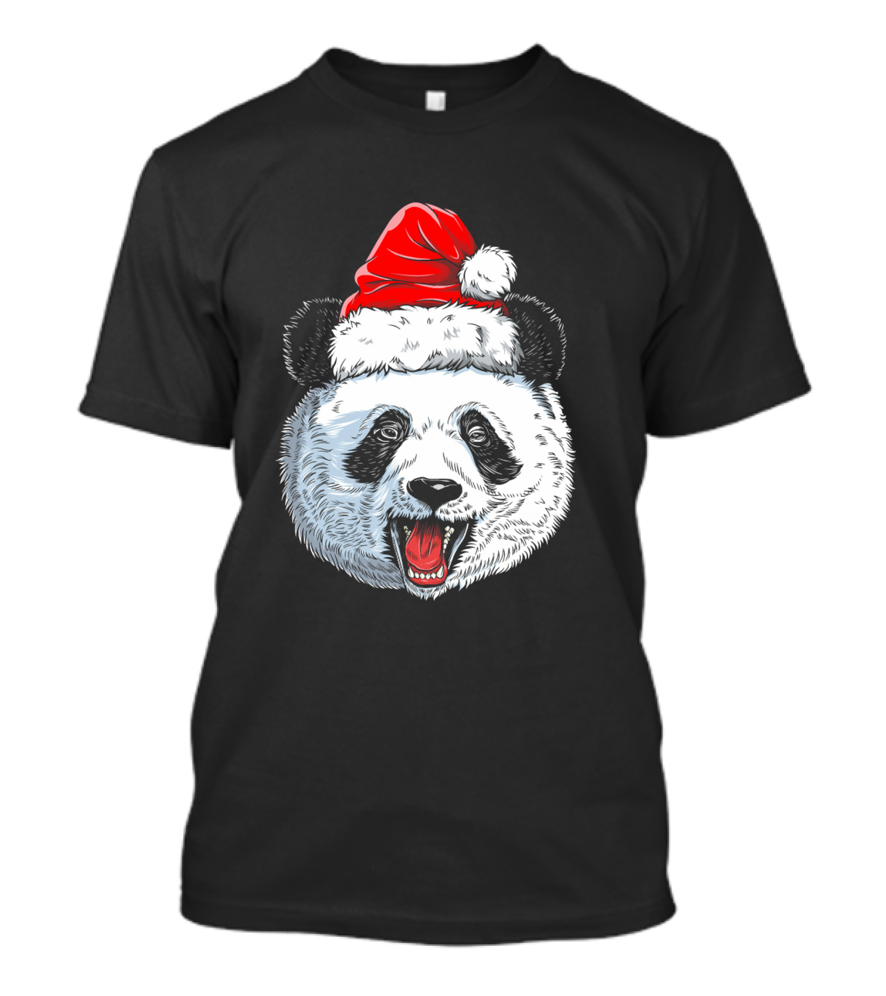 Funny Panda Christmas Santa Hat Festive Xmas Boy T-Shirt