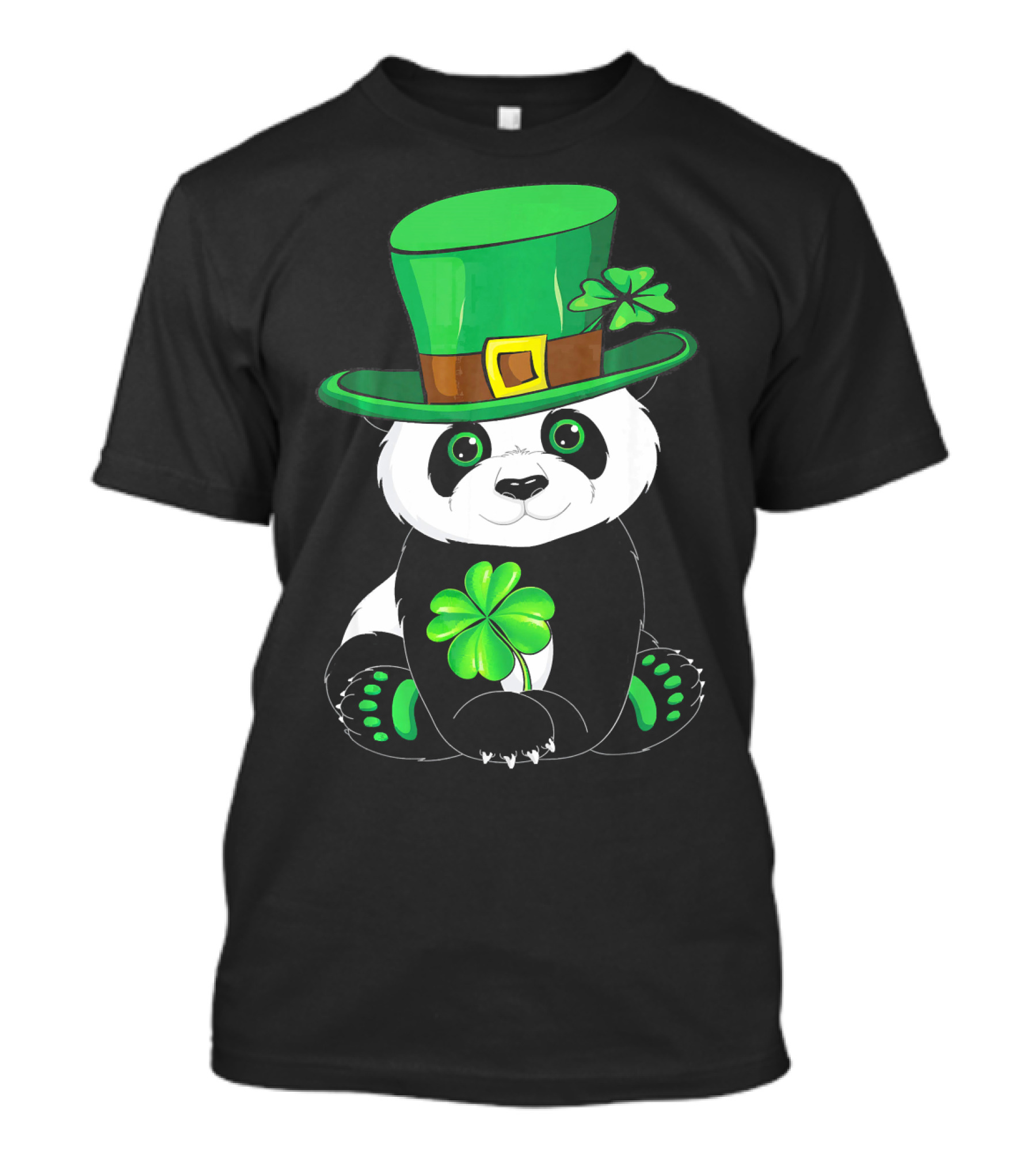 Panda With Shamrock And Leprechaun Hat For St Patricks Day T-Shirt