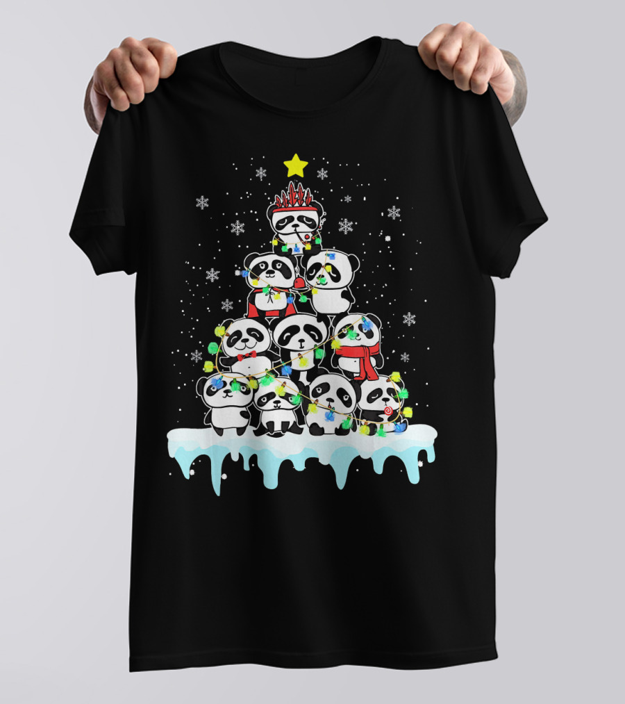 Christmas Panda Ornament Tree With Festive Decoration T-Shirt
