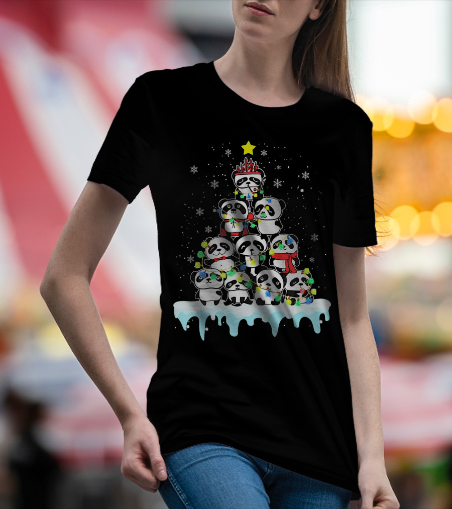 Christmas Panda Ornament Tree With Festive Decoration T-Shirt