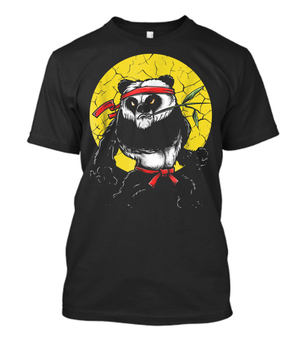 Panda Warrior Martial Arts Combat With Bamboo And Red Headband T-Shirt
