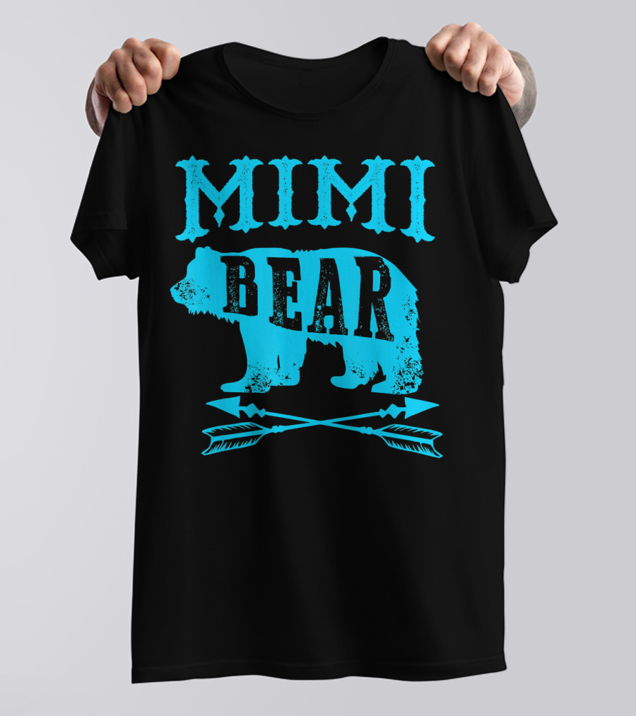 Mimi Bear Grandmother Blue Bear Silhouette With Arrows T-Shirt