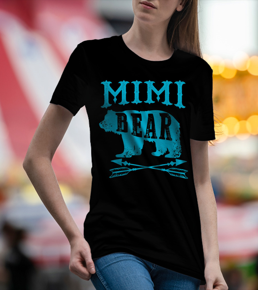 Mimi Bear Grandmother Blue Bear Silhouette With Arrows T-Shirt