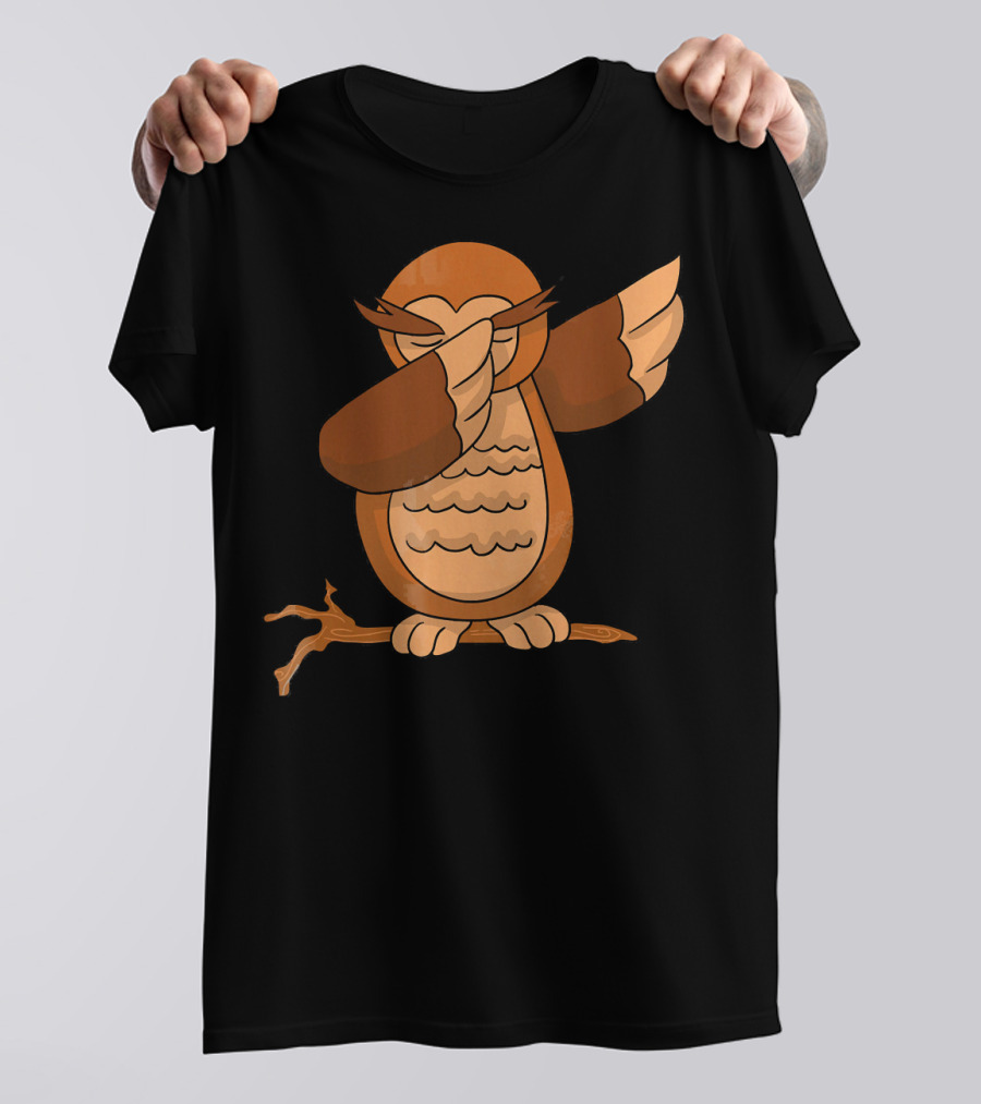 Owl Dabbing Funny Dab Owl Branch Pose T-Shirt