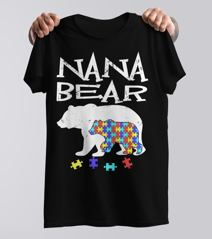 Nana Bear Autism Awareness Puzzle T-Shirt