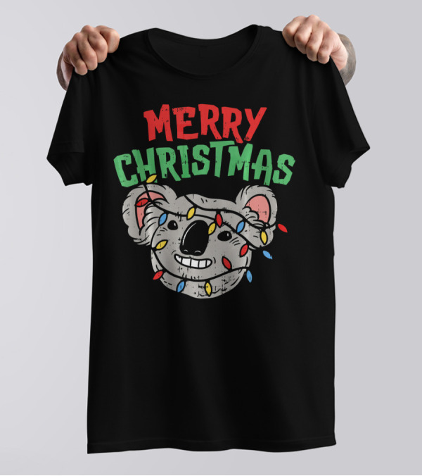 Merry Christmas Koala Funny Australia Holiday Lights T-Shirt