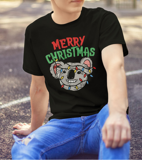 Merry Christmas Koala Funny Australia Holiday Lights T-Shirt