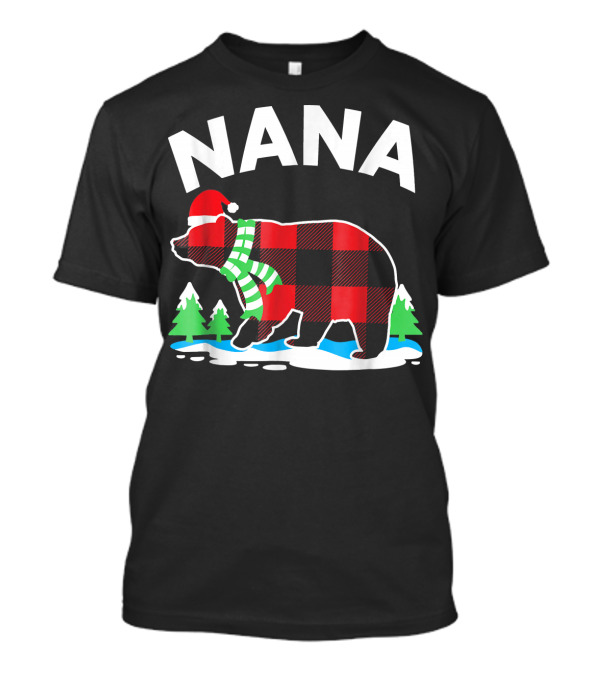 Nana Bear Buffalo Plaid Winter Holiday Family Match T-Shirt