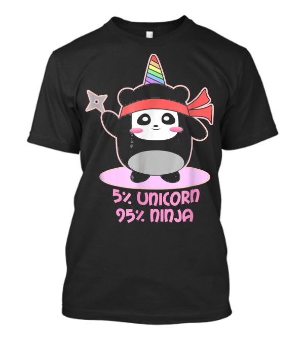 5% Unicorn 95% Ninja Pandacorn Throwing Star T-Shirt