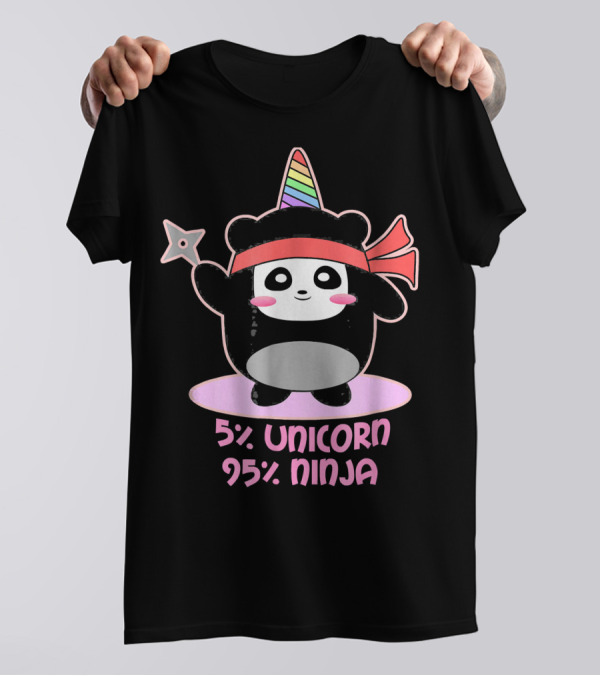5% Unicorn 95% Ninja Pandacorn Throwing Star T-Shirt
