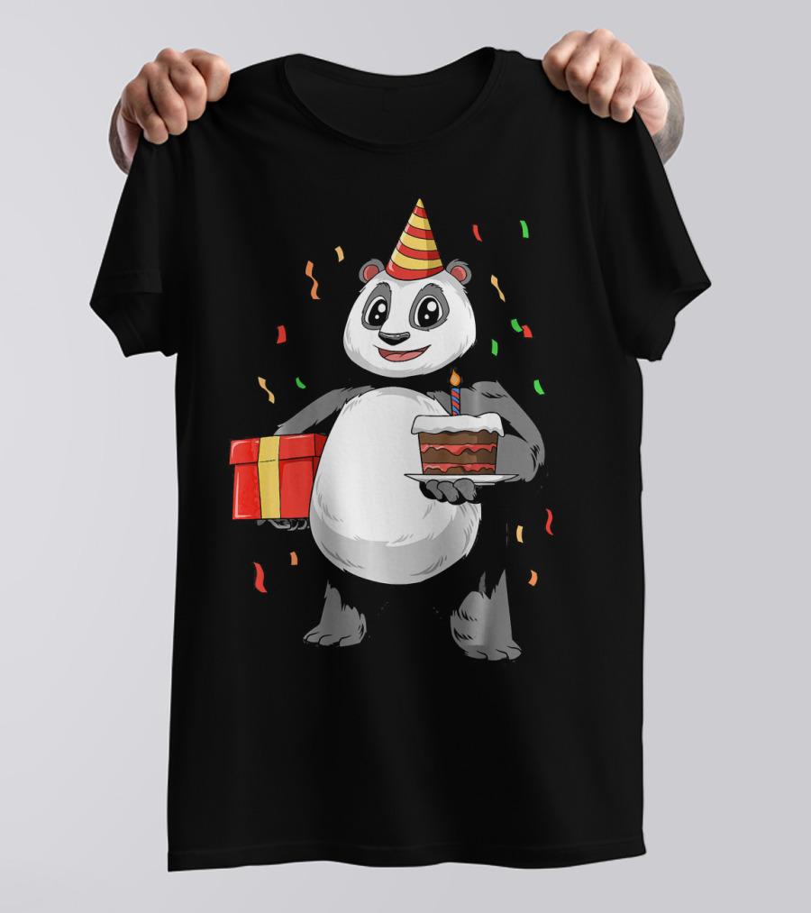 Panda Birthday Party With Cake And Gift T-Shirt