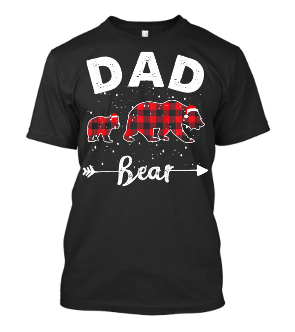 Dad Bear Red Plaid Buffalo Matching Family Holiday T-Shirt