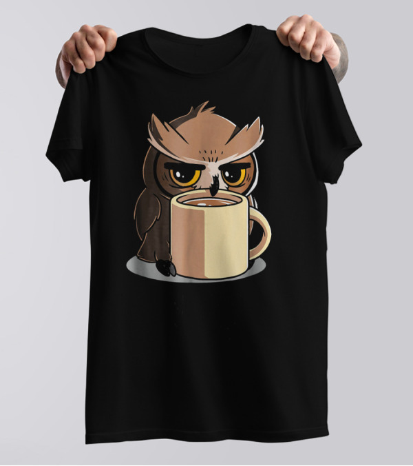 Night Owl Coffee Cup Expression T-Shirt
