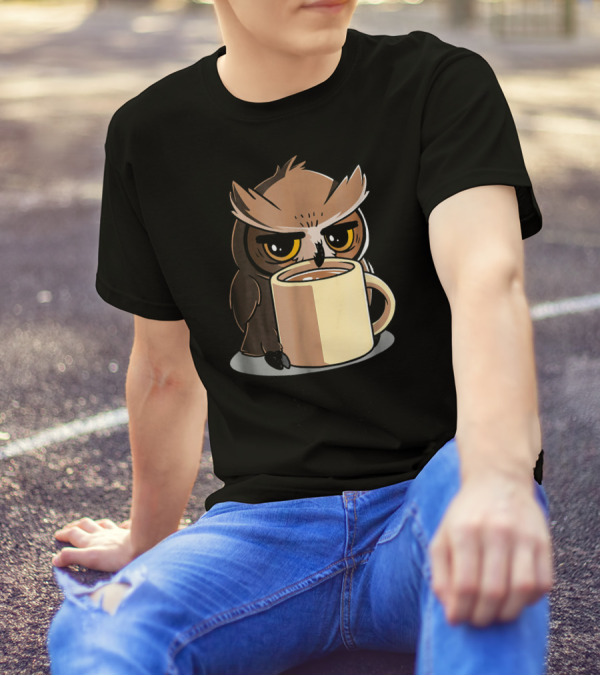 Night Owl Coffee Cup Expression T-Shirt