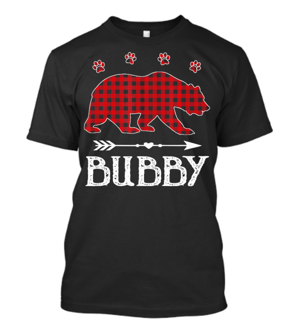 Red Plaid Bubby Bear With Paw Prints And Arrow T-Shirt