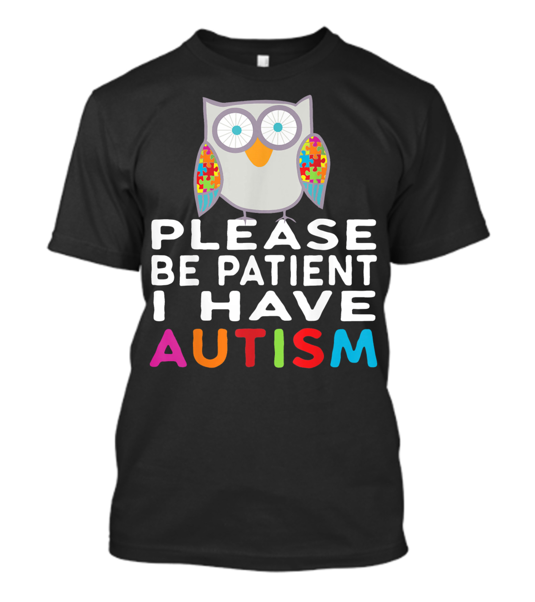 Please Be Patient I Have Autism Owl Puzzle T-Shirt