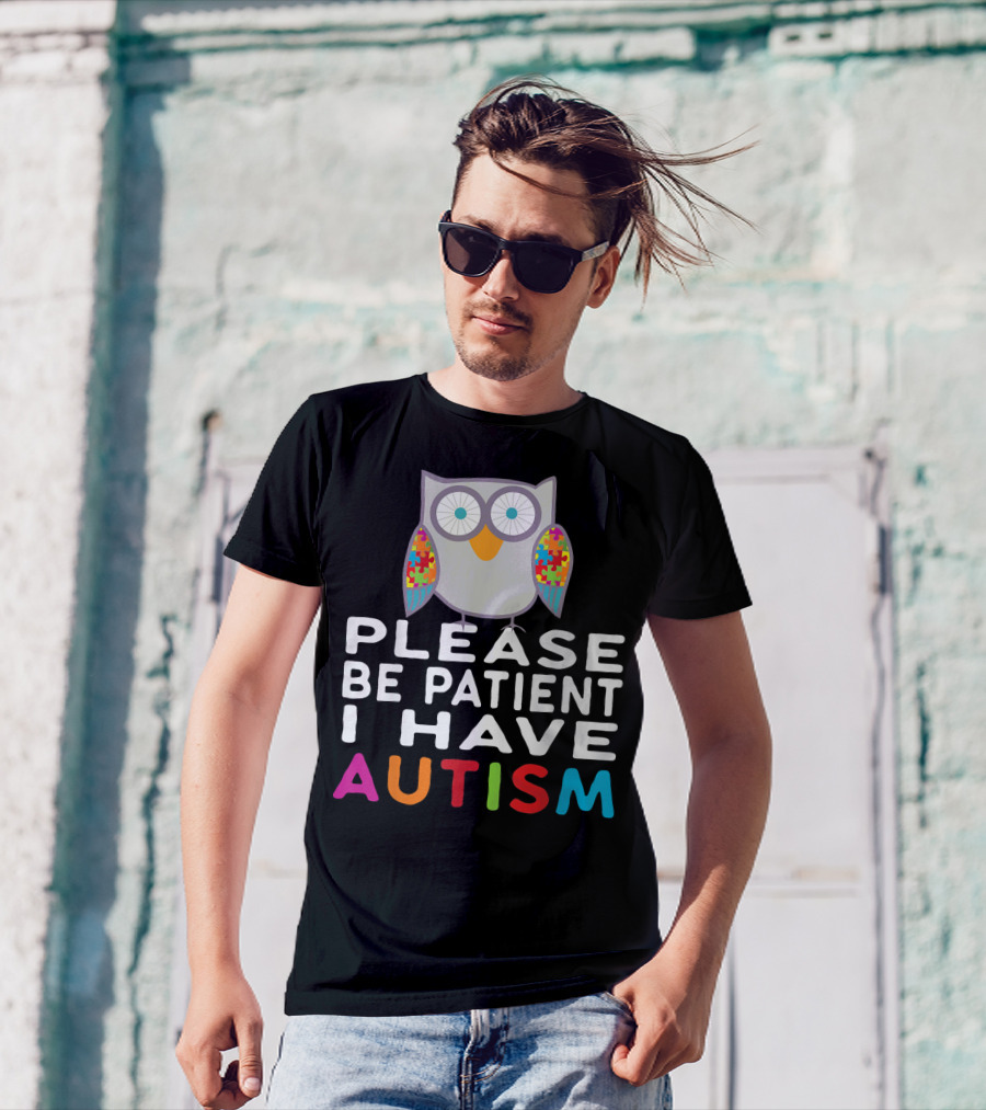 Please Be Patient I Have Autism Owl Puzzle T-Shirt
