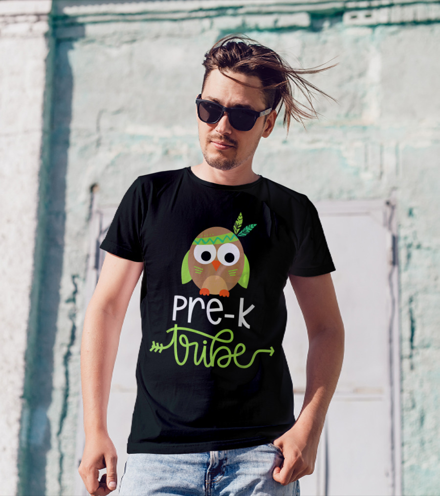 Pre K Tribe Owl With Arrow And Feathers T-Shirt